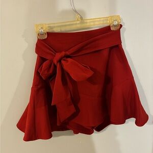 Zara Scarlet Mini Skirt with Bow Accent